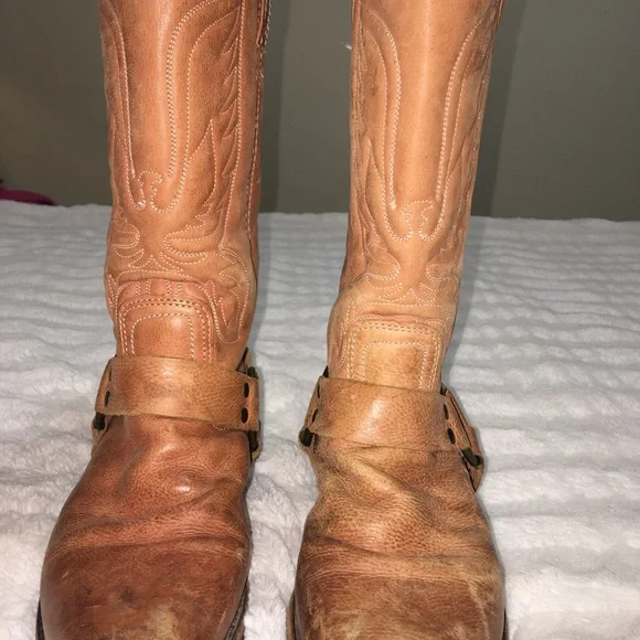 Frye RARE Vintage Coral Embroidered Eagle Phenix Rising Harness Riding Boot  8.5 - Picture 10 of 14